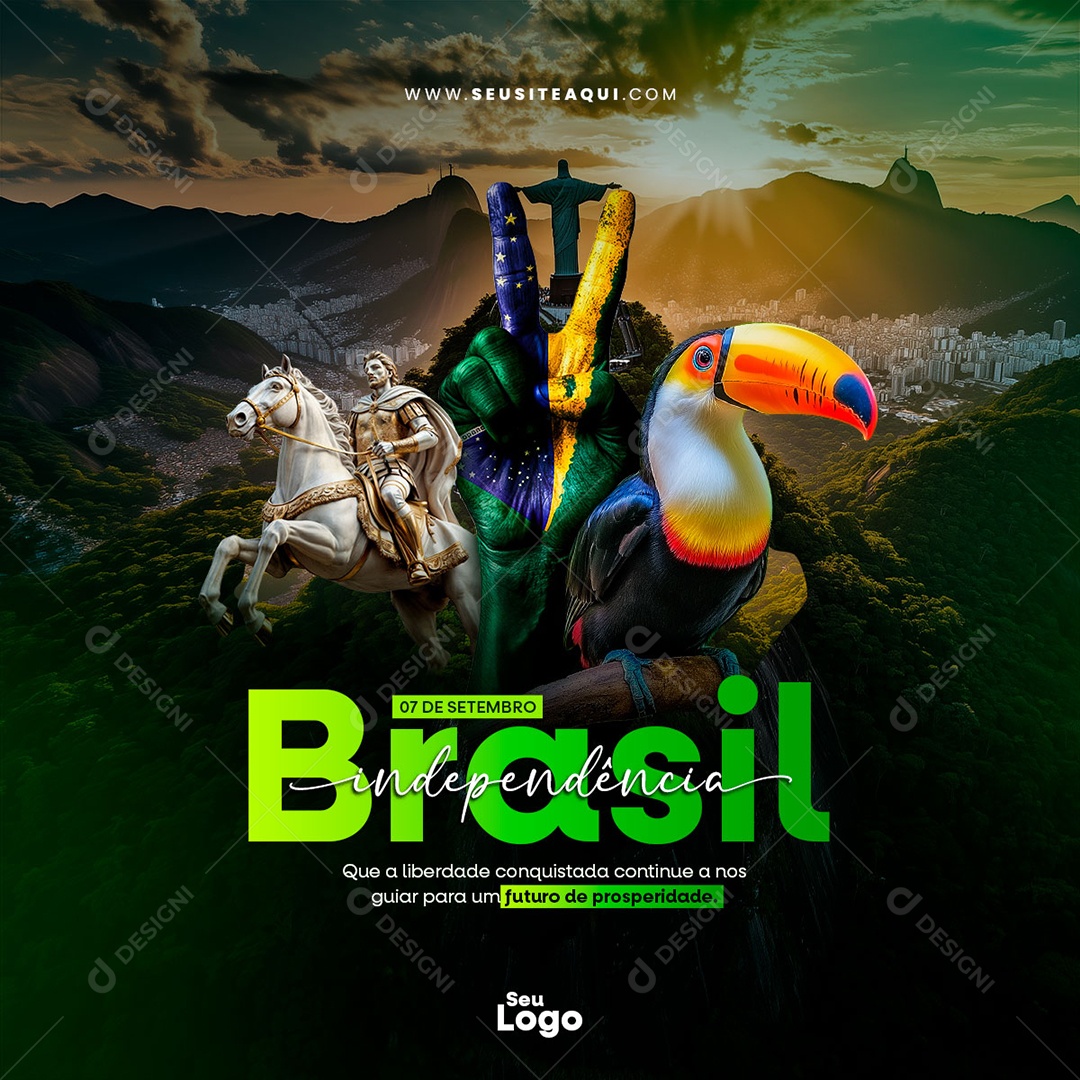 Feed Dia da Independência do Brasil 07 de Setembro Futuro de Prosperidade Social Media PSD Editável