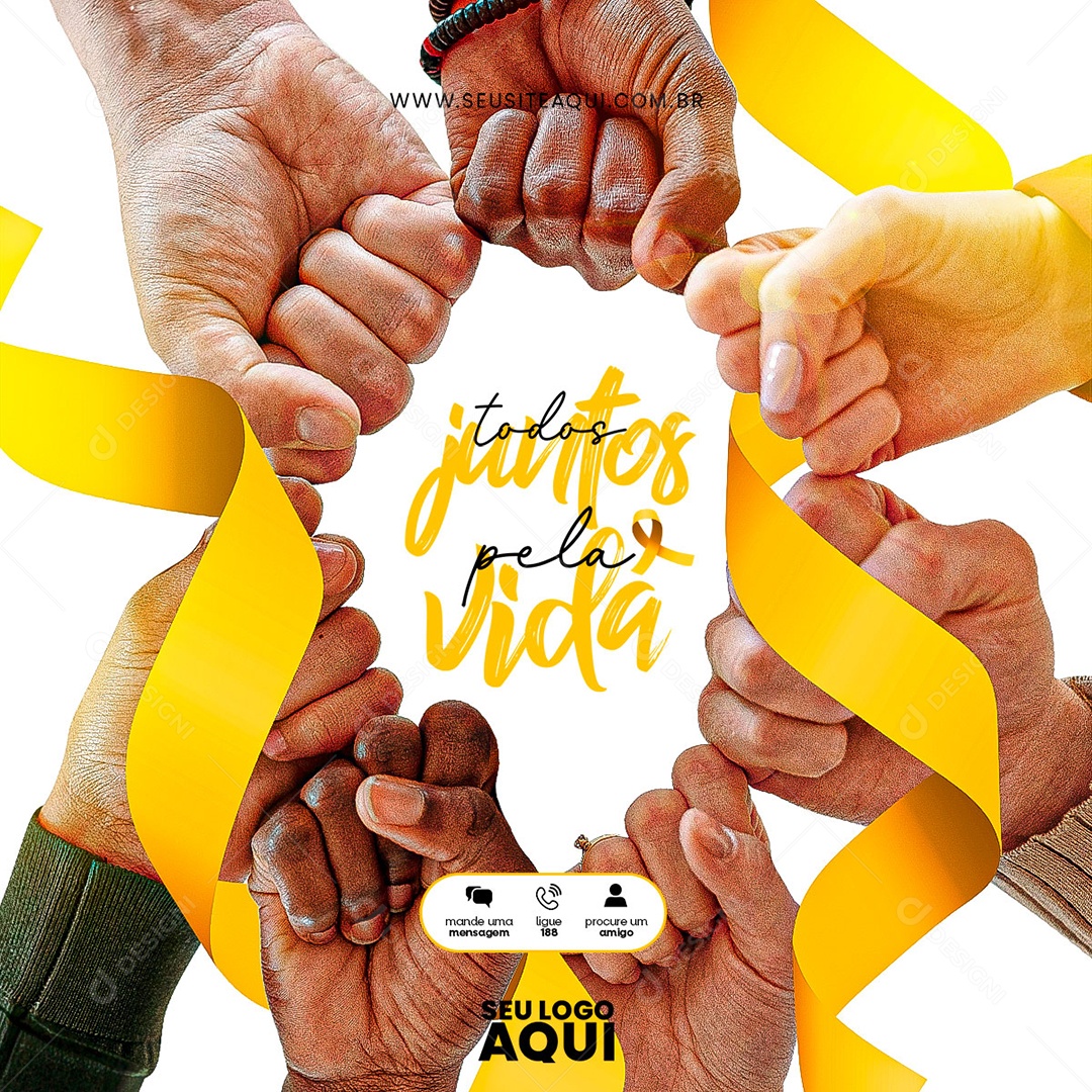 Feed Setembro Amarelo todos Juntos pela Vida Social Media PSD Editavel