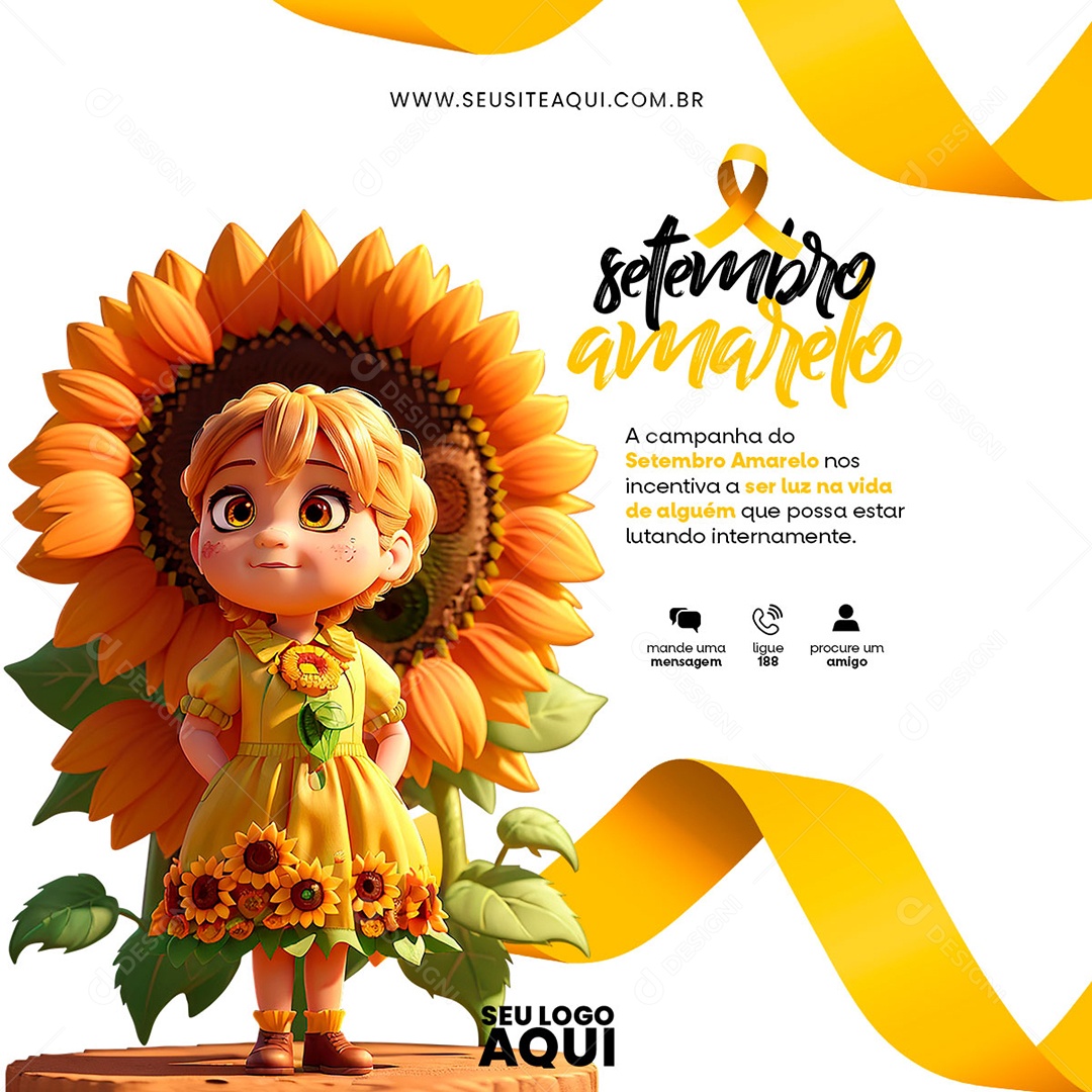 Feed Setembro Amarelo nos Incentiva a ser Luz na Vida de Alguém Social Media PSD Editavel