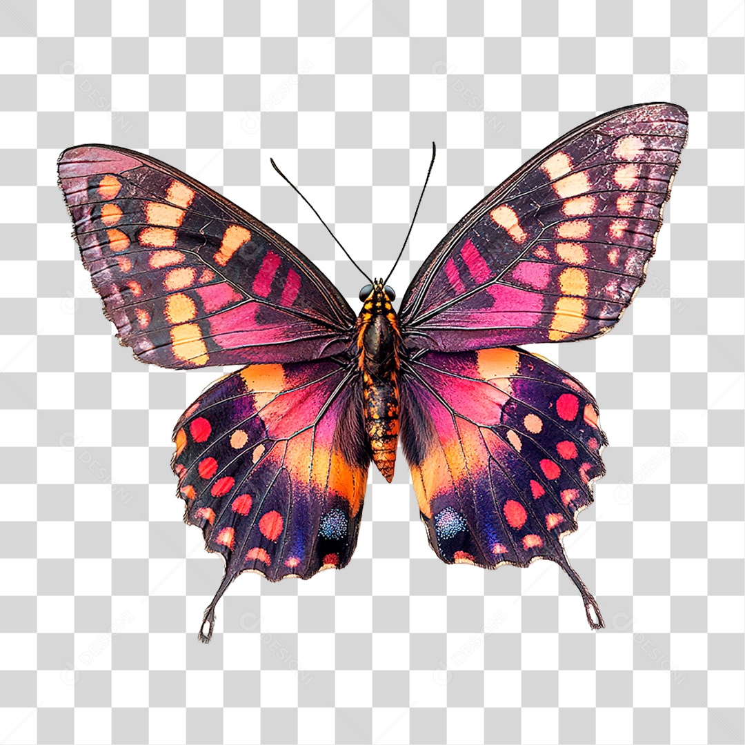 Elemento 3D Borboleta PNG Transparente