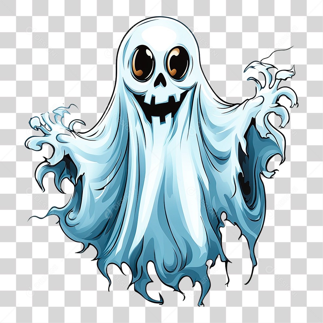 Elemento 3D Fantasma Halloween PNG Transparente