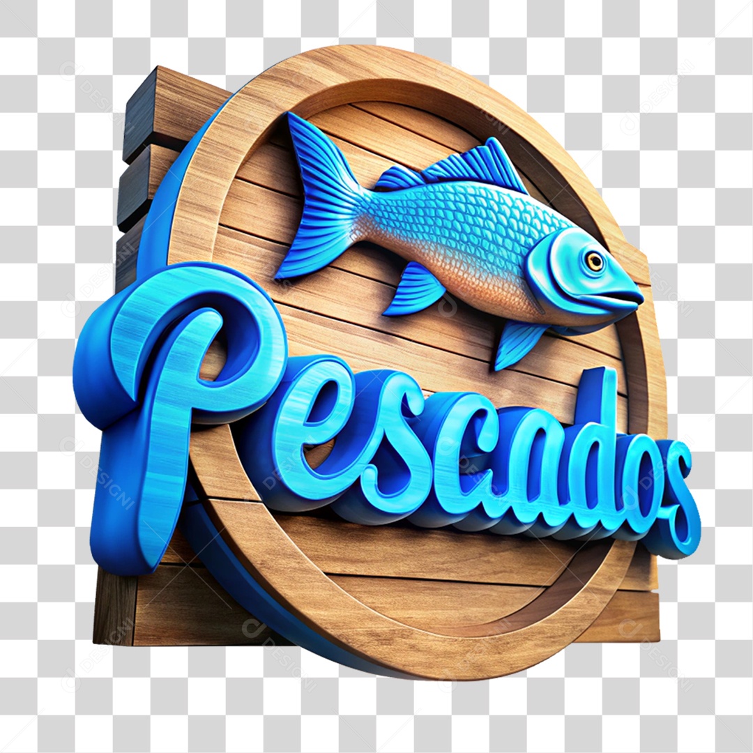Placa de Madeira Pescados PNG Transparente