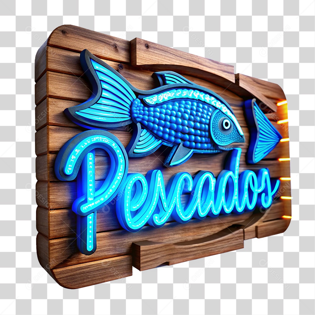 Placa de Madeira Pescados PNG Transparente