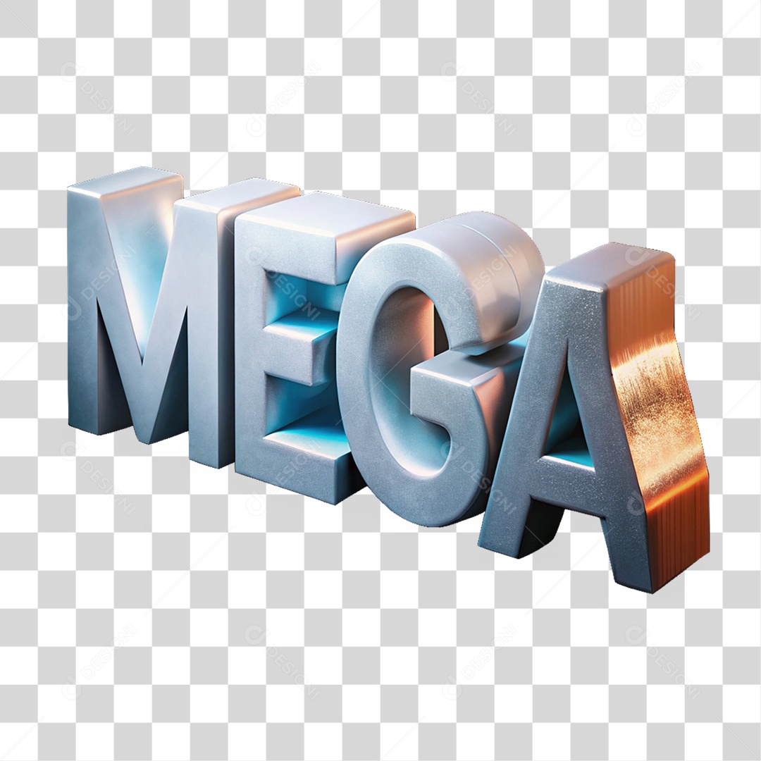 Texto 3D Mega Letras PNG Transparente