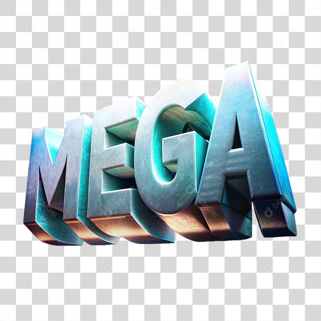 Texto 3D Mega Letras PNG Transparente