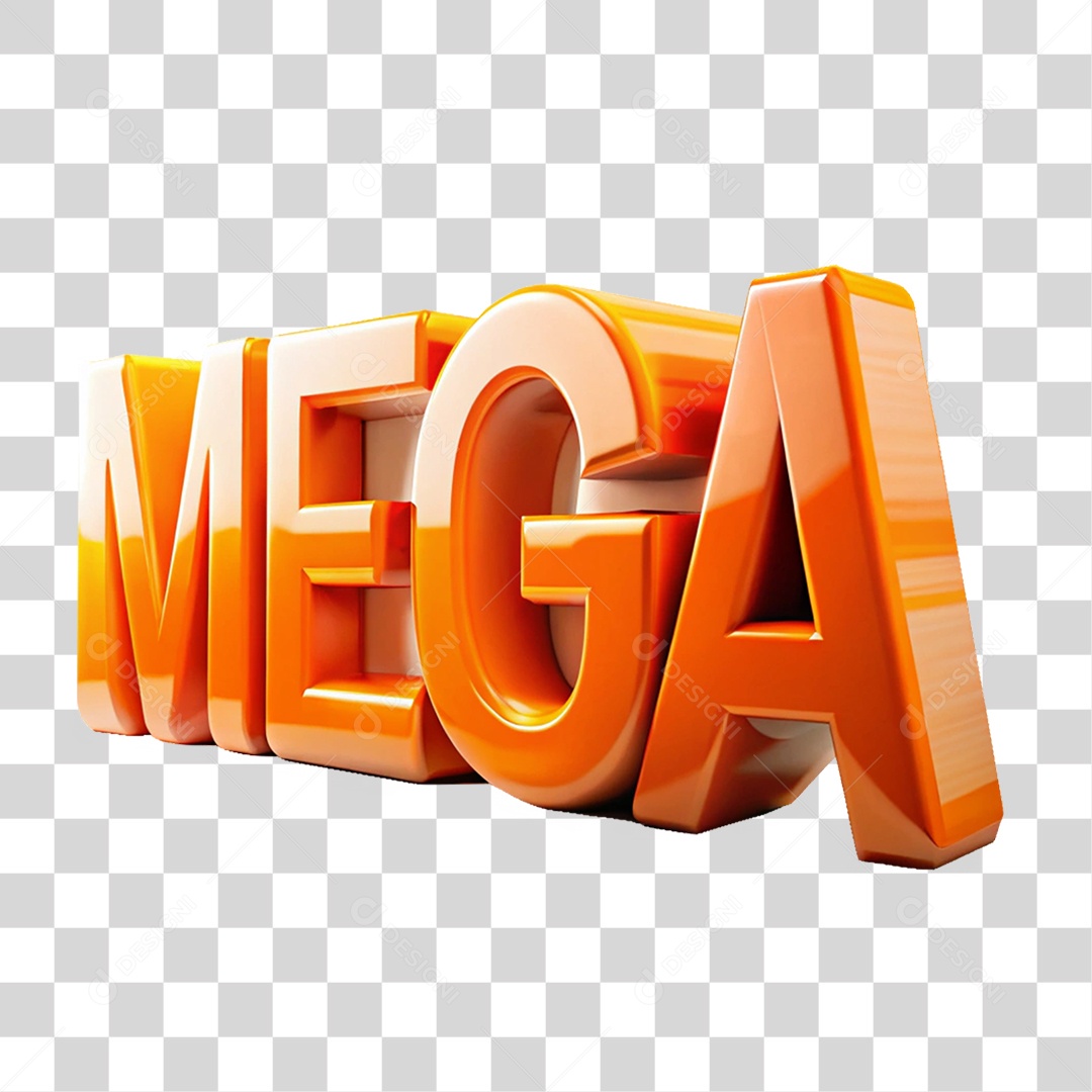 Texto 3D Mega Letras PNG Transparente