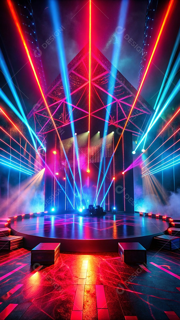 Palco de show com luzes neon