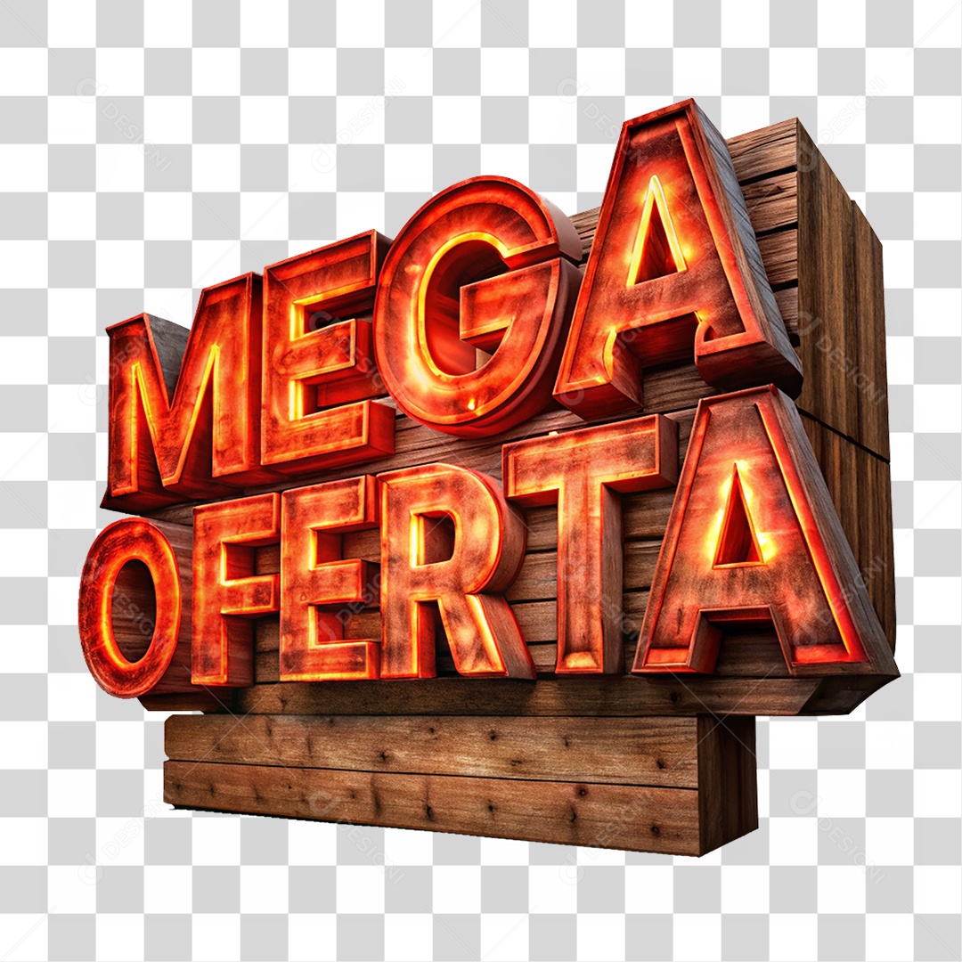 Texto 3D Mega Oferta Letras PNG Transparente