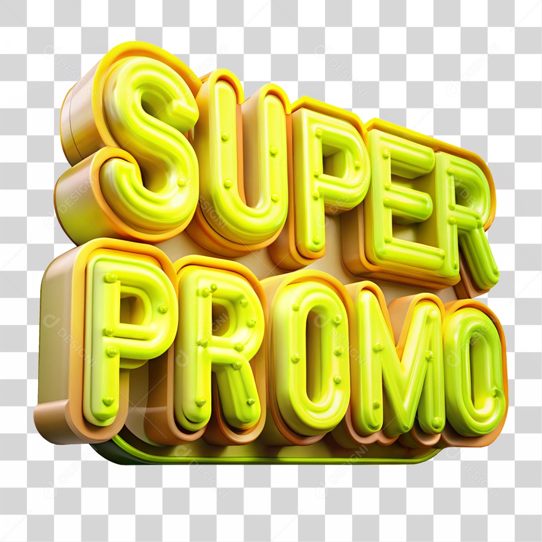 Texto 3D Super Promo Letras PNG Transparente