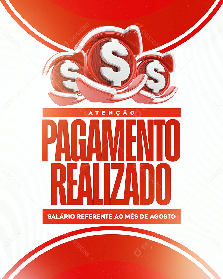 Atenção Pagamento Realizado Social Media PSD Editável