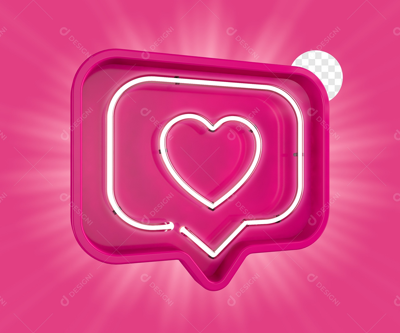 Elemento 3D Ícone de Coração Rosa  Para Composição PSD