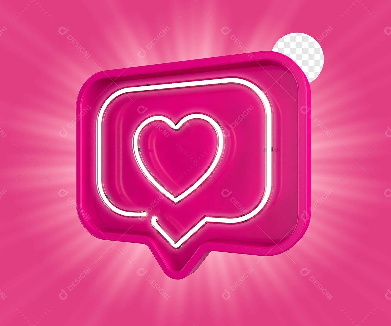 3D Element Pink Heart Icon For PSD Composition