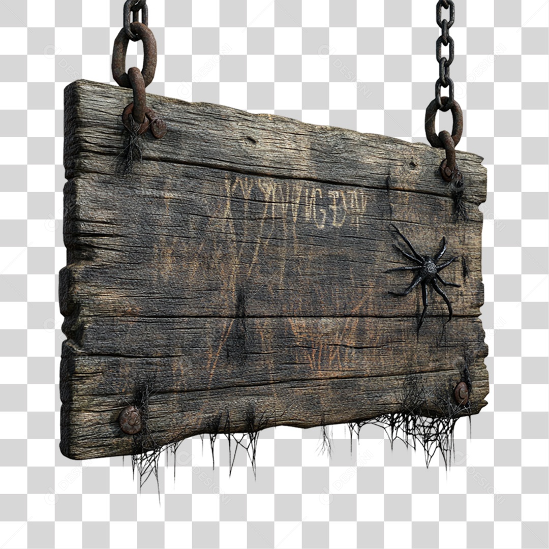 Placa de Madeira para Decoração de Halloween PNG Transparente