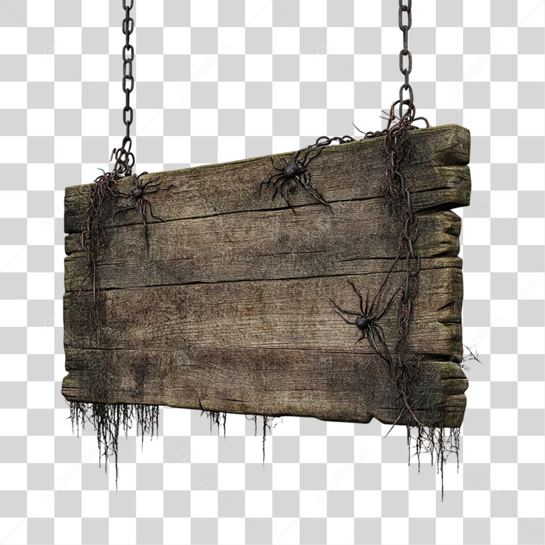 Placa de Madeira para Decoração de Halloween PNG Transparente