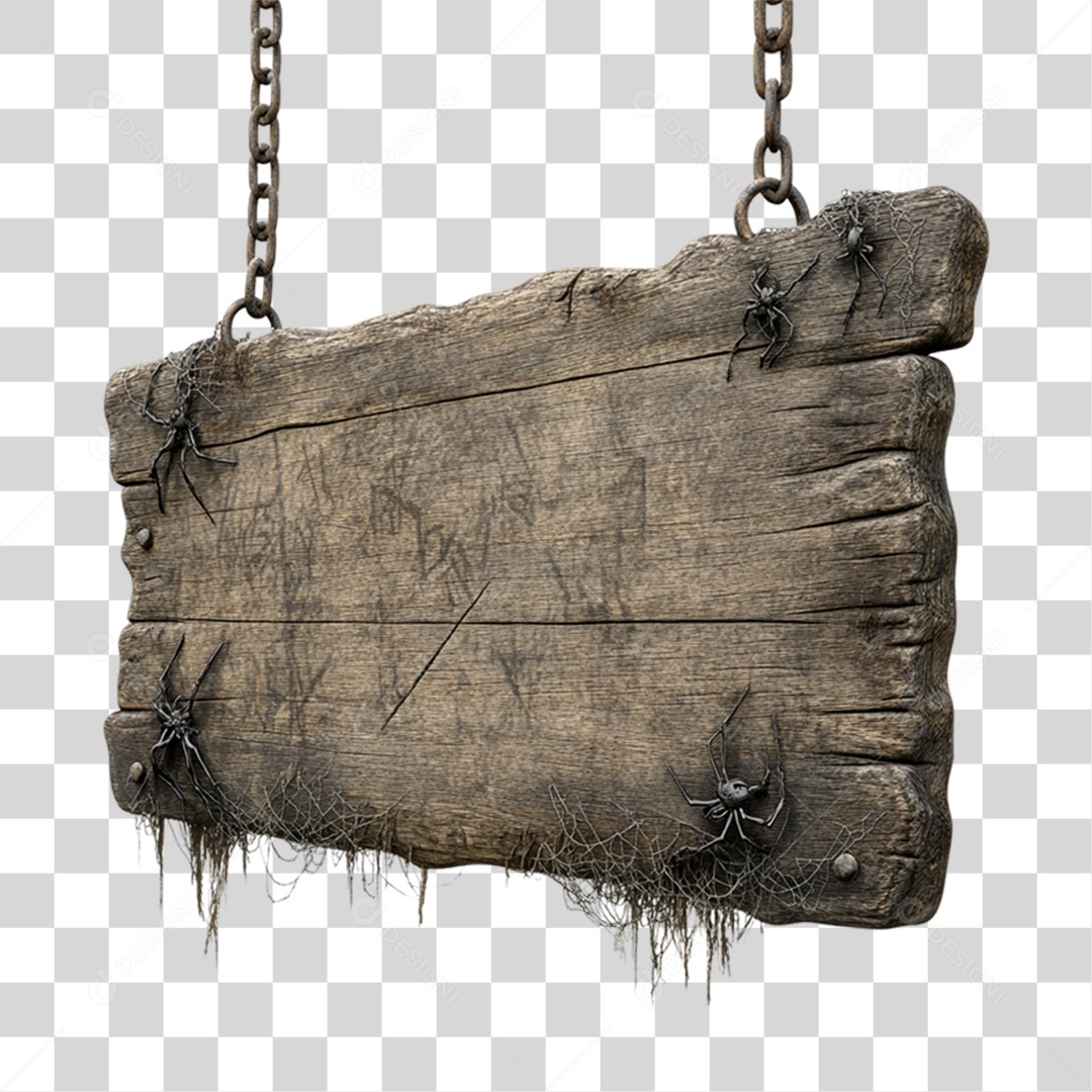 Placa de Madeira para Decoração de Halloween PNG Transparente