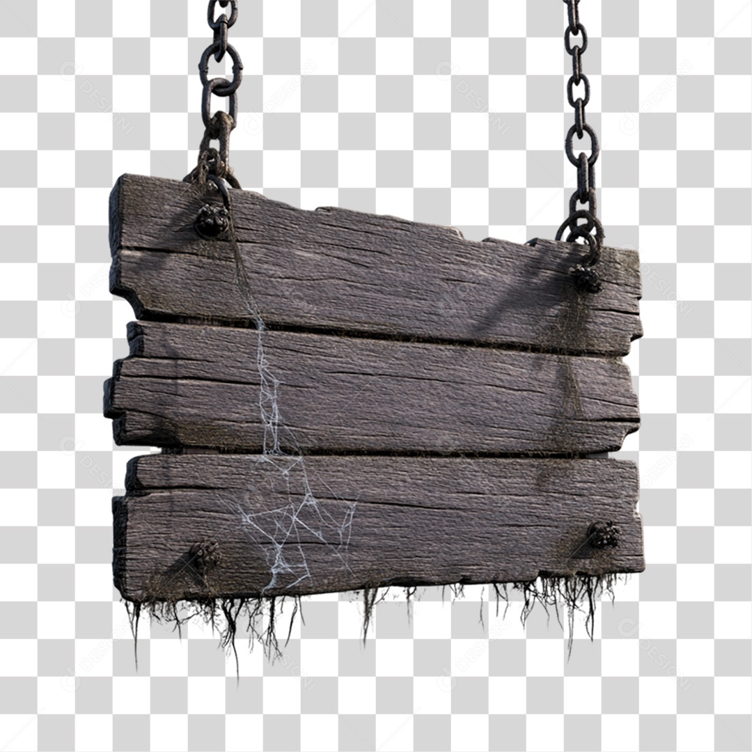 Placa de Madeira para Decoração de Halloween PNG Transparente