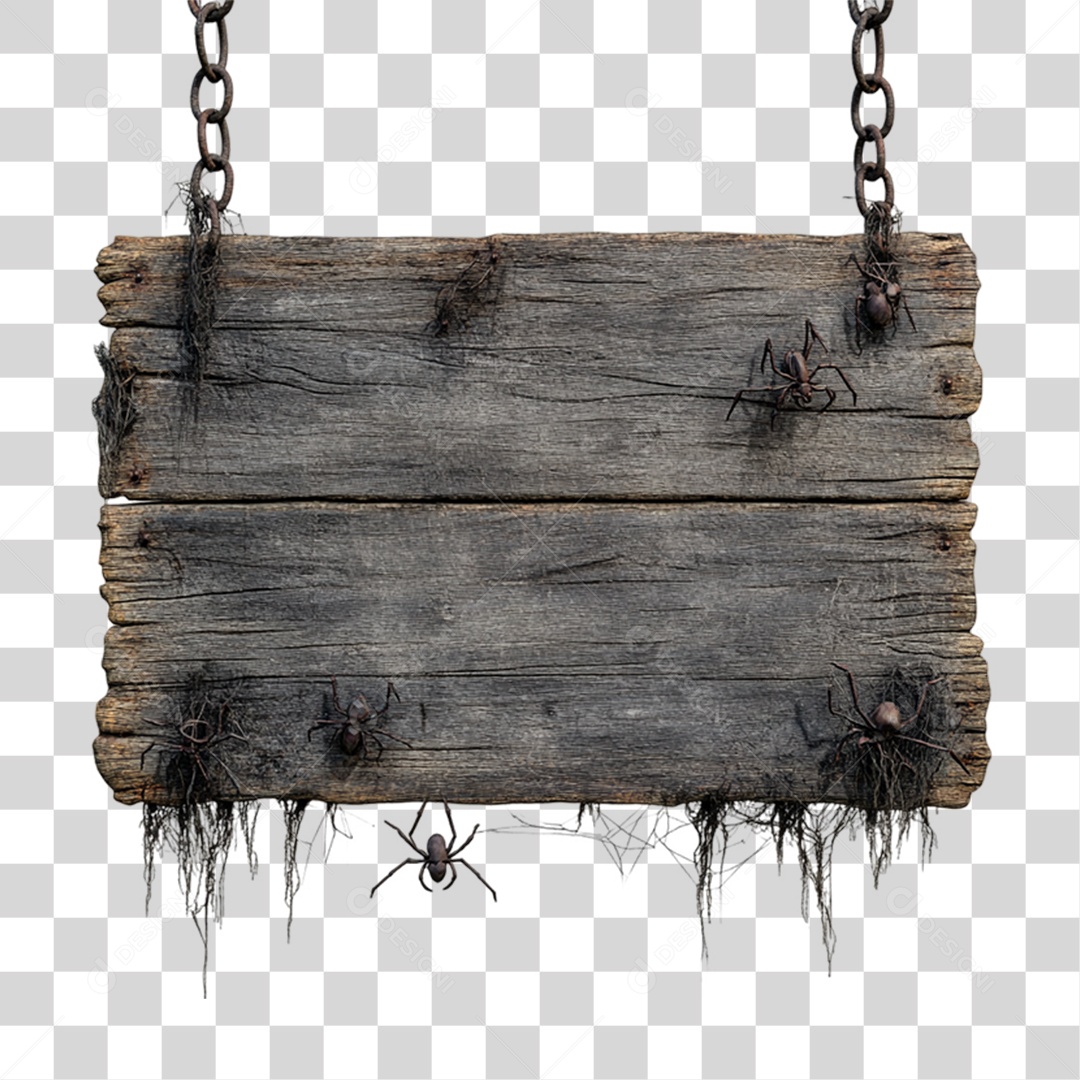 Placa de Madeira para Decoração de Halloween PNG Transparente