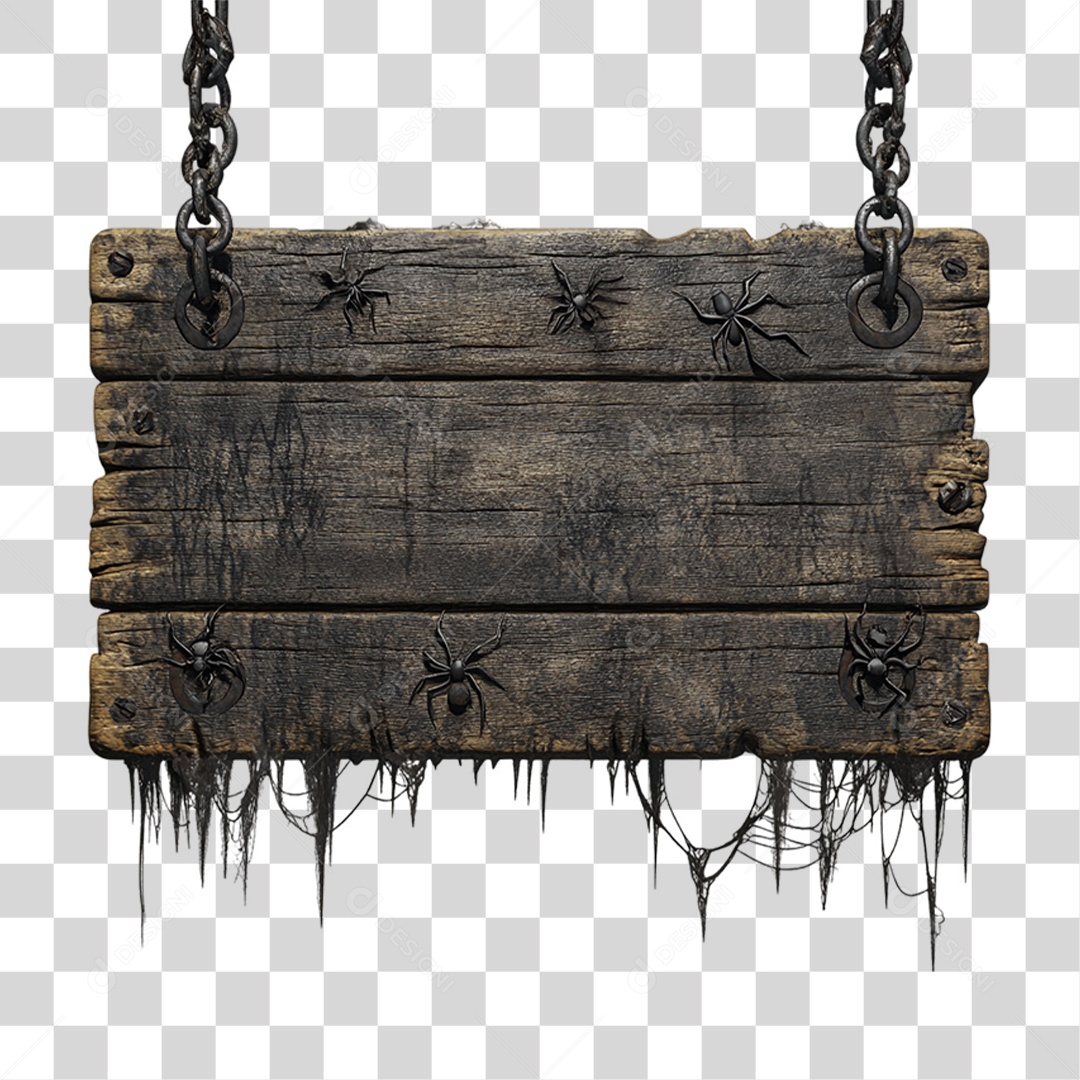 Placa de Madeira para Decoração de Halloween PNG Transparente