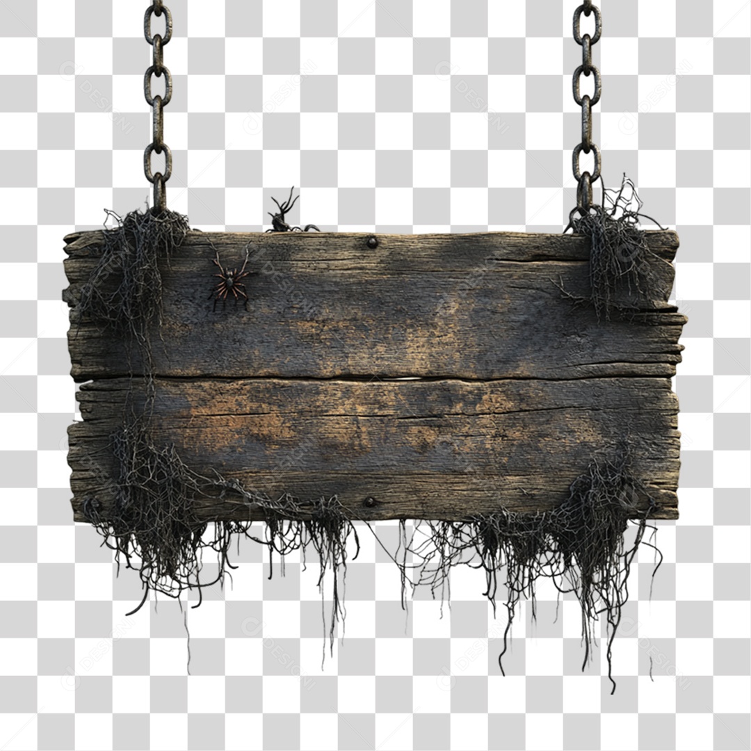 Placa de Madeira para Decoração de Halloween PNG Transparente