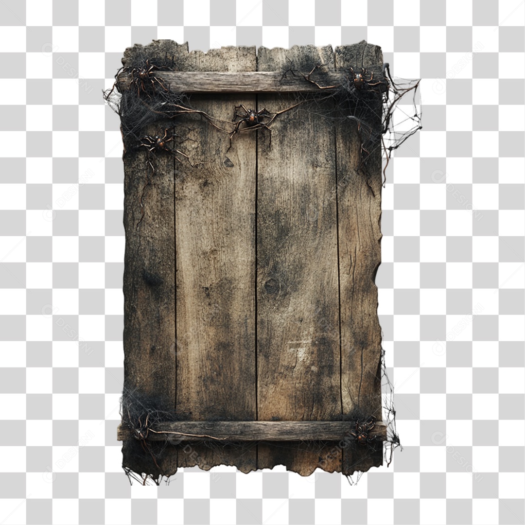 Placa de Madeira para Decoração de Halloween PNG Transparente