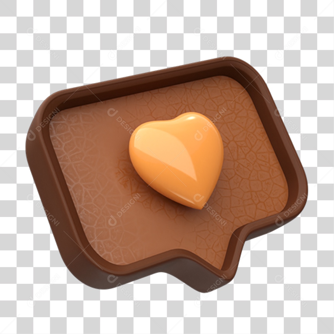 3D Element PNG Heart Message Box Transparent