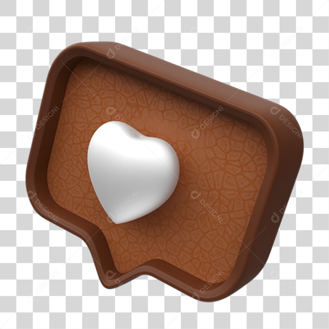 Elemento 3D Caixa de Mensagem Coração PNG Transparente