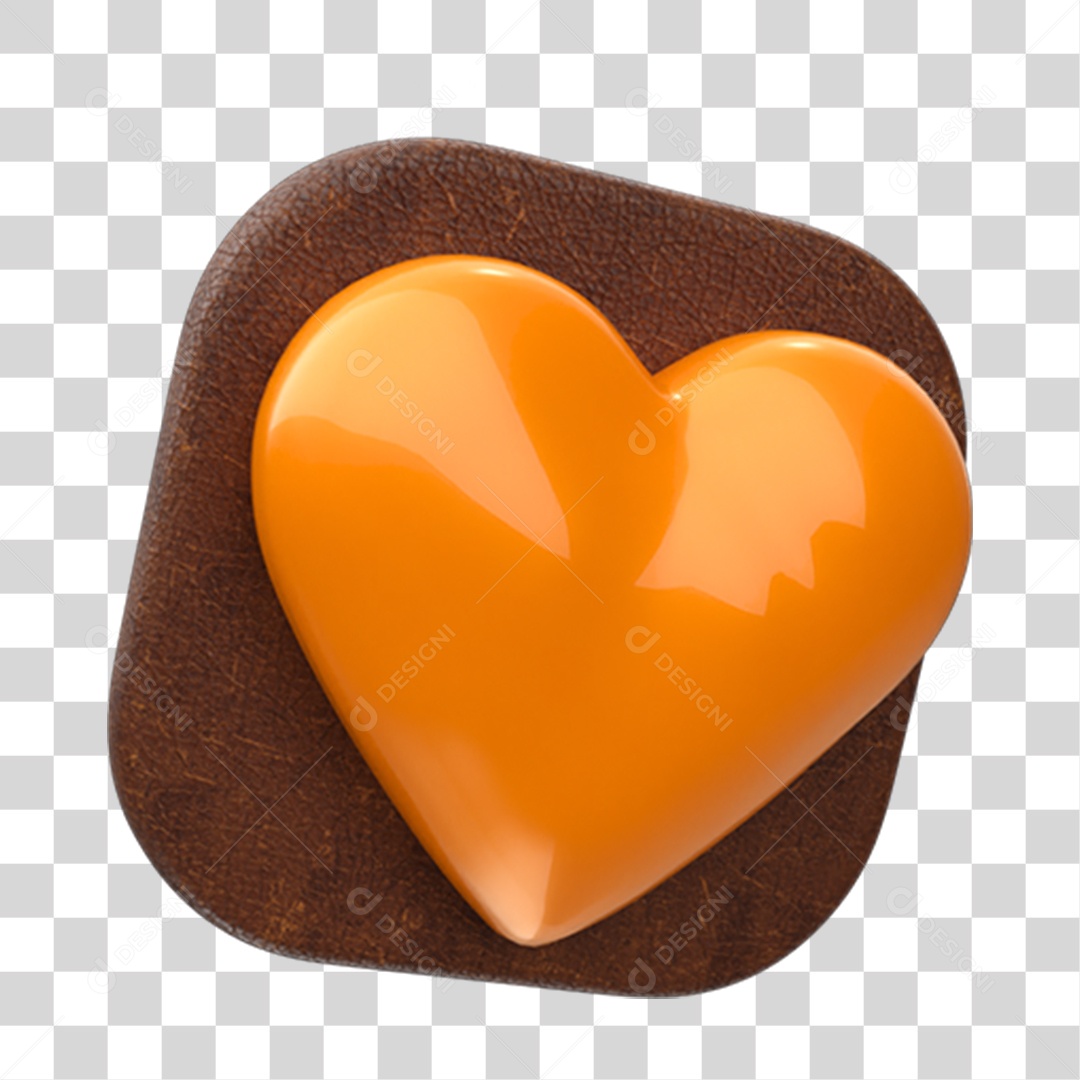 Elemento 3D Caixa de Mensagem Coração PNG Transparente