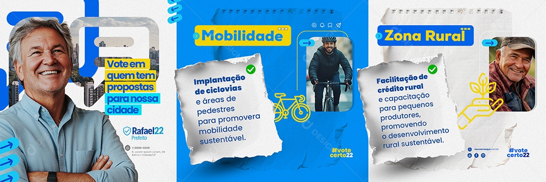 Carrossel Política Vote em quem tem Proposta para nossa Cidade Prefeito Rafael Social Media PSD Editável