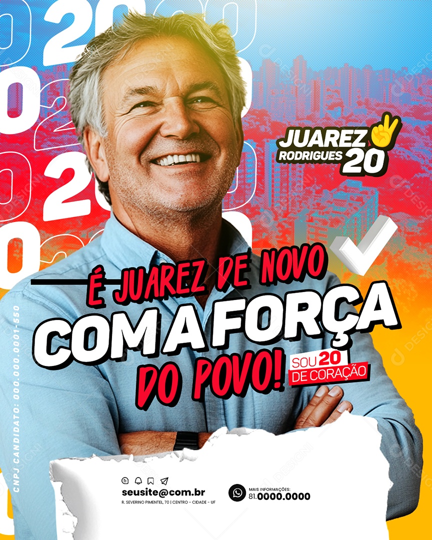 Política é Juarez de Novo com a Força do Povo Social Media PSD Editável