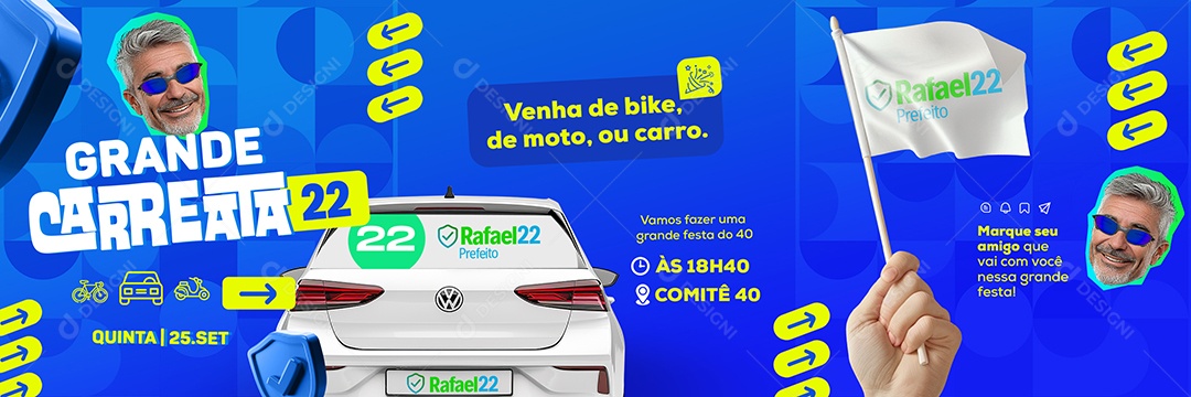Carrossel Política Grande Carreata Venha de Bike de Moto ou Carro Social Media PSD Editável