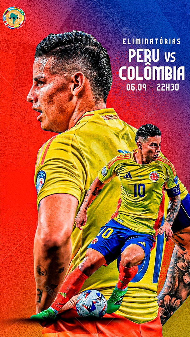 Flyer Matchday Jogador De Futebol James Rodríguez Social Mídia PSD Editável