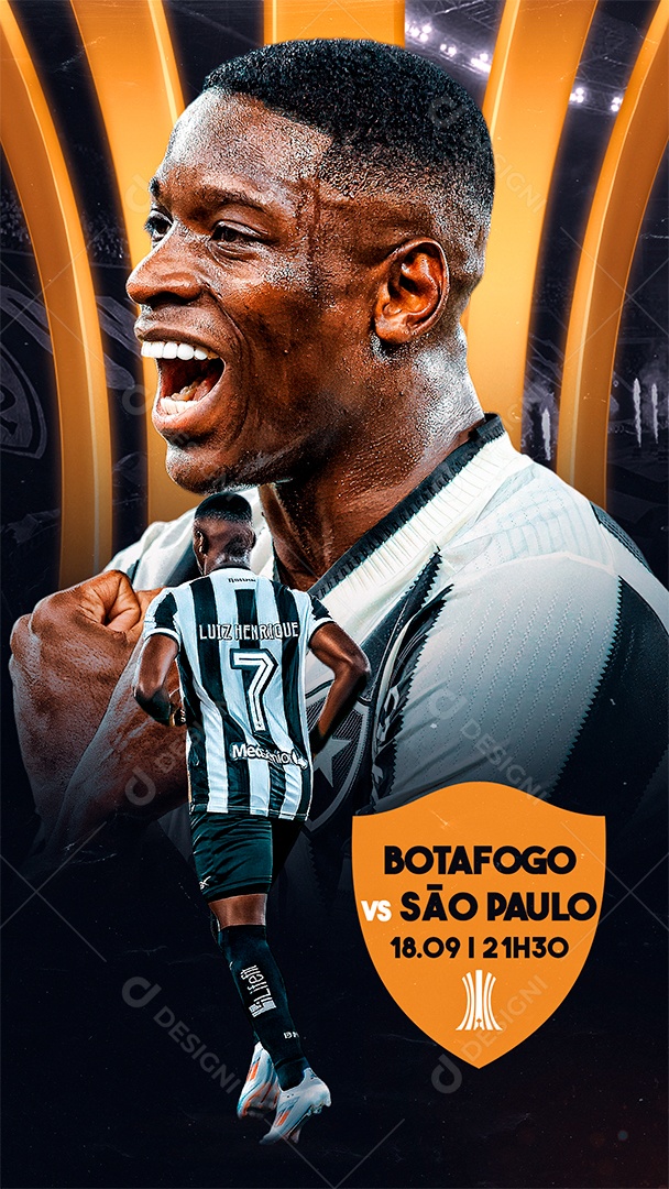 Flyer Matchday Jogador De Futebol Luiz Henrique Social Mídia PSD Editável