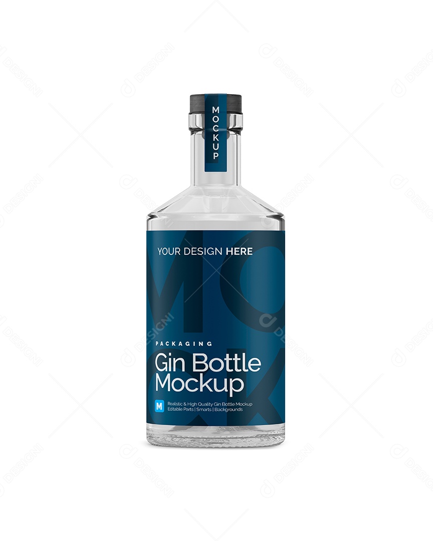 Garrafa De Gin Mockup PSD Editável