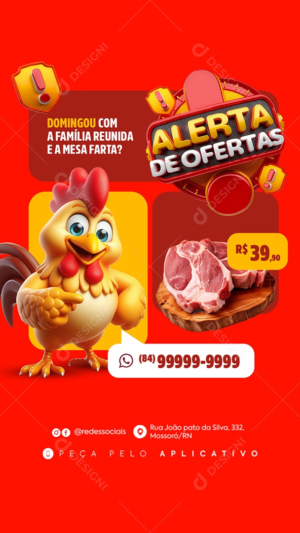 Story Supermercado Alerta de Ofertas Domingou com a Família Reunida e a Mesa Farta Social Media PSD Editável
