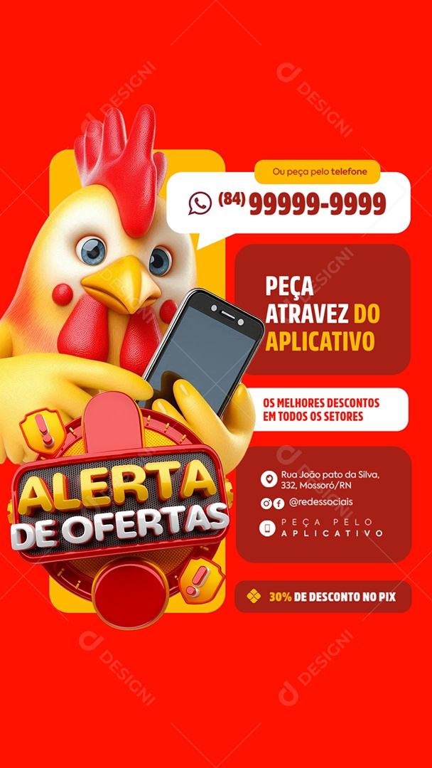Story Supermercado Alerta de Ofertas Peça Atravez do Aplicativo Social Media PSD Editável