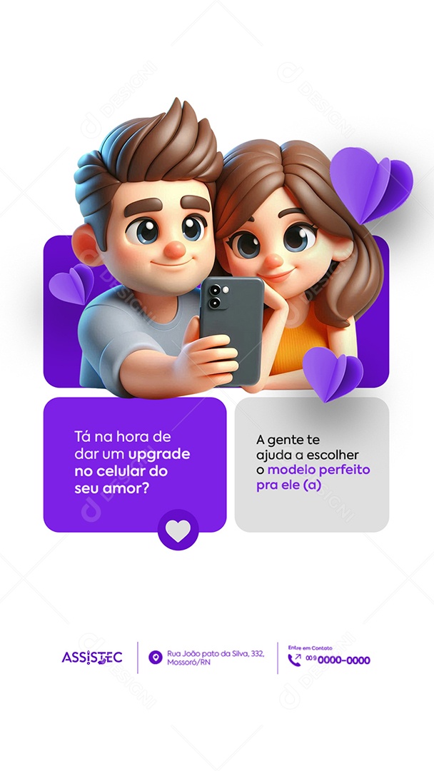 Story Assistência Técnica Oferta Dia dos Namorados Dar um Upgrade no Celular Social Media PSD Editável