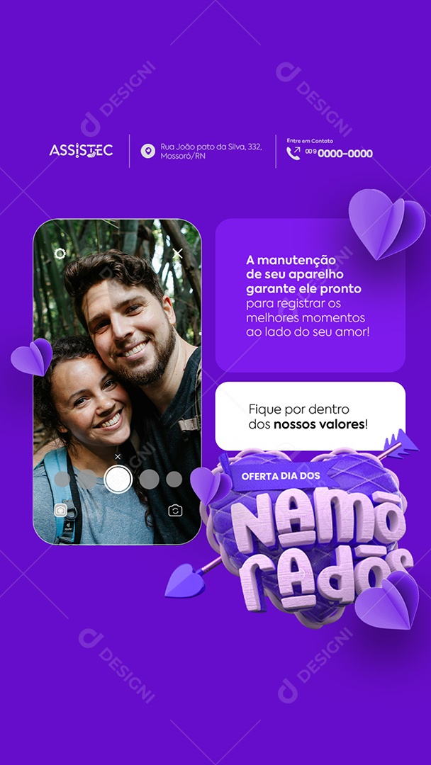 Story Assistência Técnica Oferta Dia dos Namorados Manutenção do Seu Aparelho Social Media PSD Editável