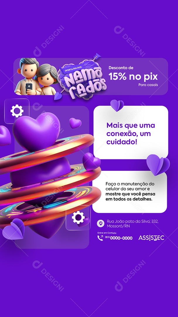 Story Assistência Técnica Oferta Dia dos Namorados Faça a Manutenção do Celular Social Media PSD Editável