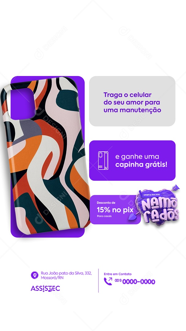 Story Assistência Técnica Oferta Dia dos Namorados Traga o Celular do Seu Amor Social Media PSD Editável