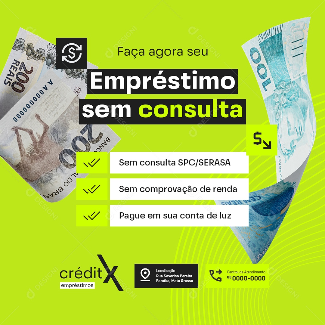 Faça Agora seu Empréstimo Sem Consulta Social Media PSD Editável