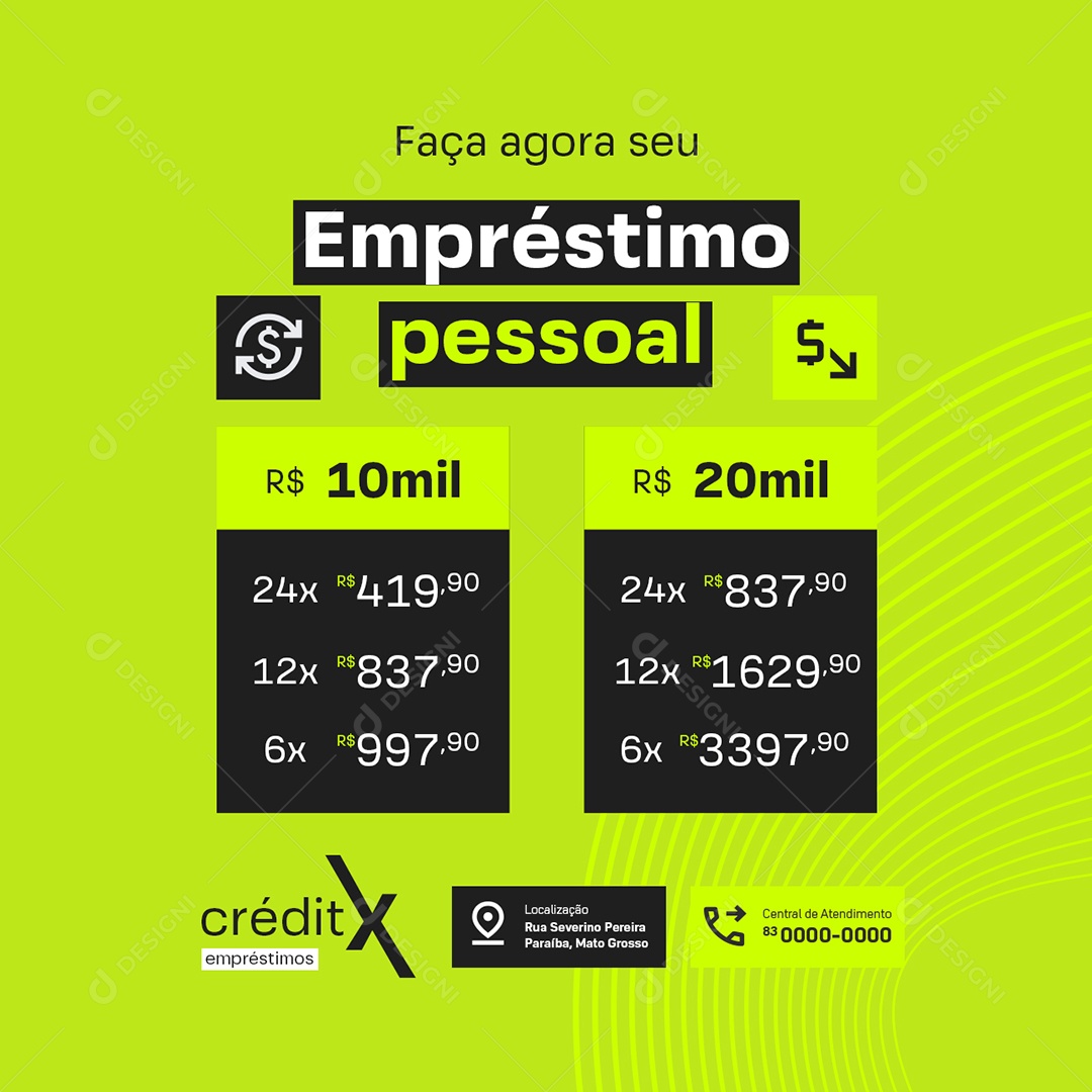 Social Media Faça Agora seu Empréstimo Pessoal PSD Editável