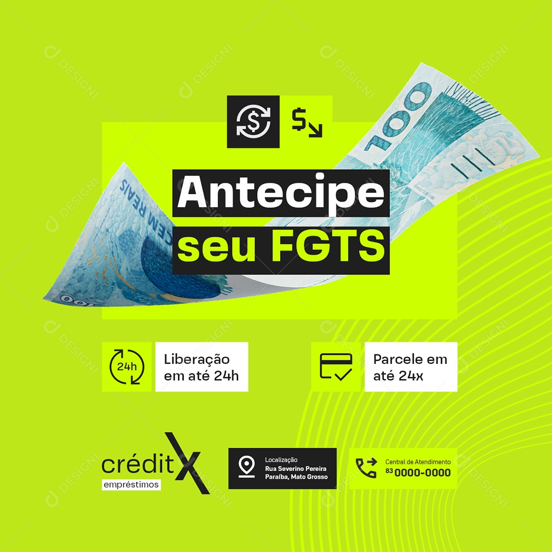 Perfil Empréstimo Antecipe seu FGTS Social Media PSD Editável