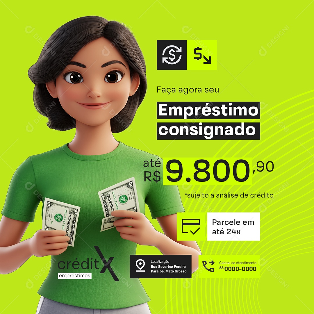 Perfil Faça Agora seu Empréstimo Consignado Social Media PSD Editável