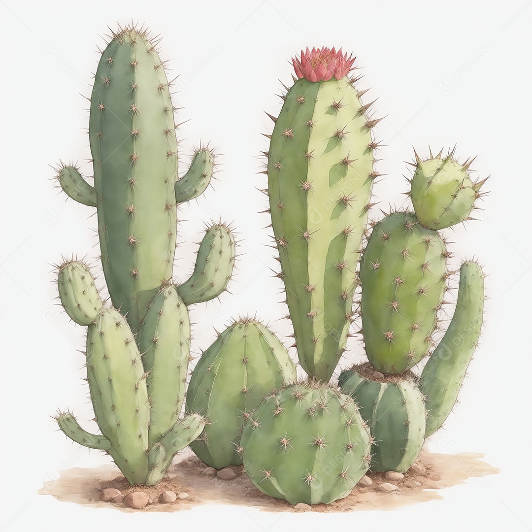 Mini arbusto de cactos ilustrativos