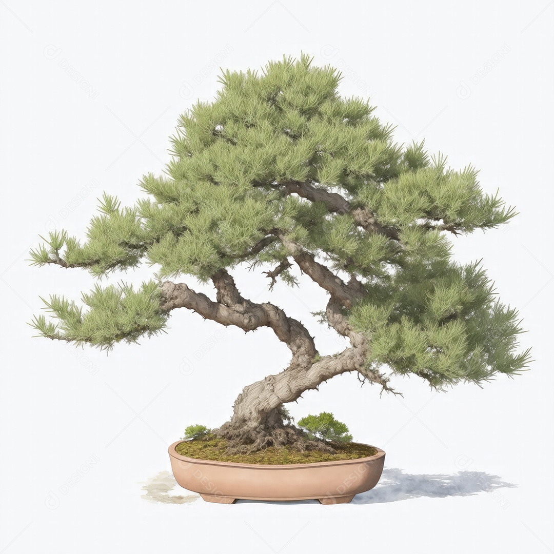 Ilustração de uma árvore bonsai no estilo aquarela
