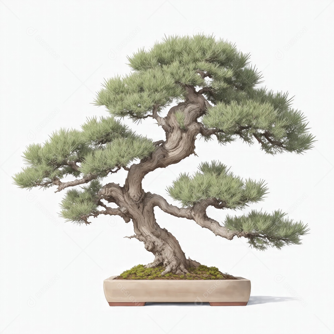 Ilustração de uma árvore bonsai no estilo aquarela