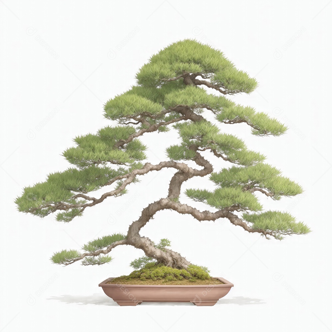 Ilustração de uma árvore bonsai no estilo aquarela