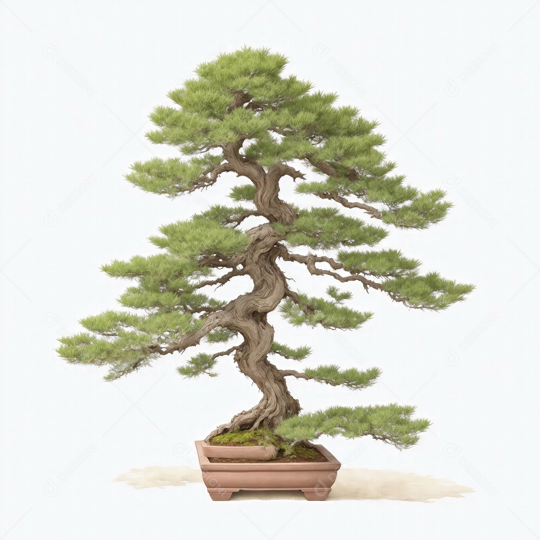 Ilustração de uma árvore bonsai no estilo aquarela
