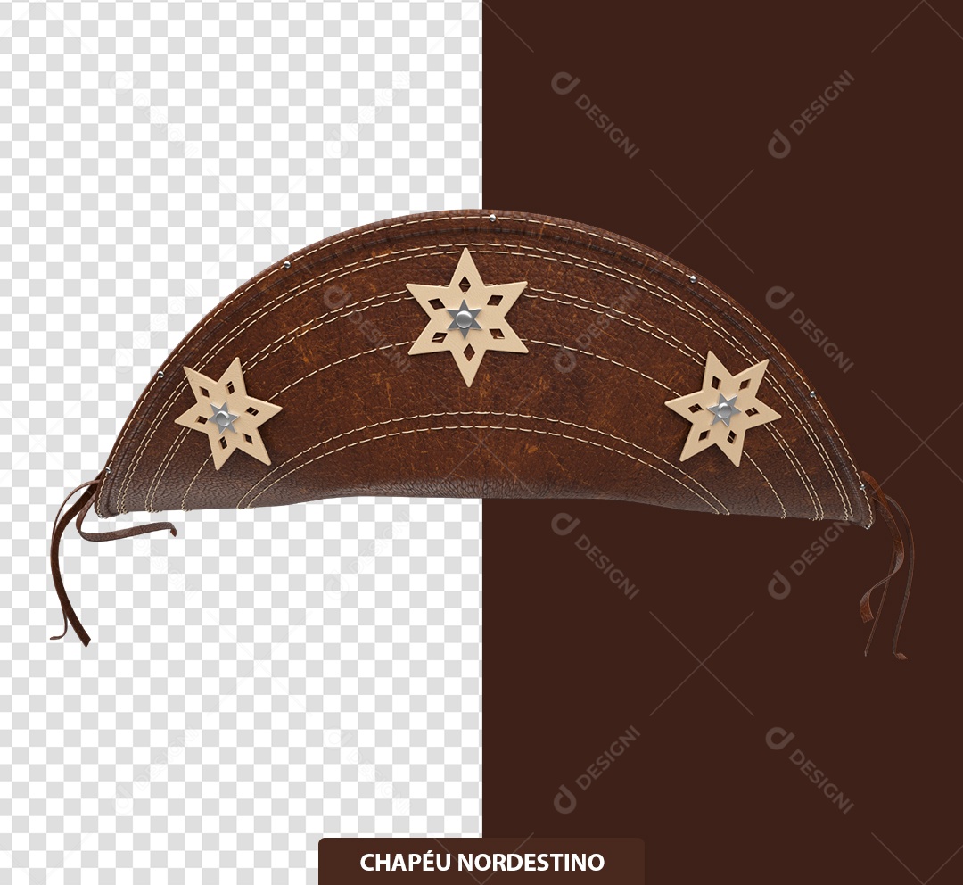 Elemento 3D Chapéu Nordestino para Composição PSD