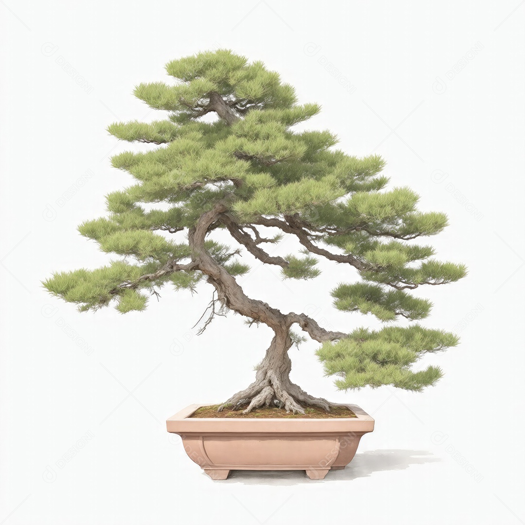 Ilustração de uma árvore bonsai no estilo aquarela